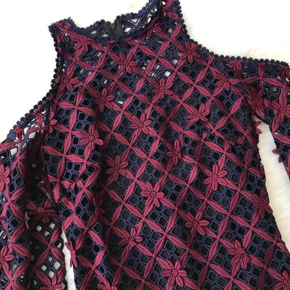 SELF-PORTRAIT Floral Guipure Cold Shoulder Dress - Picture 8 of 13